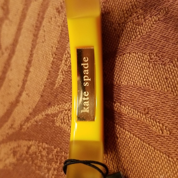 Kate Spade Yellow Striped Hexagon Shaped Bangle Embellished With Studs - Picture 8 of 8